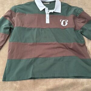 Certified Green Rugby Shirt with White Collar